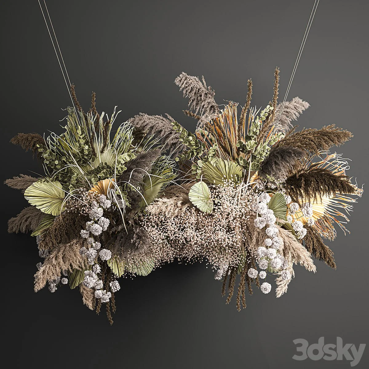 Hanging bouquet 232. Dried flower, palm leaf, dry, decor, pampas grass, suspension, reeds, decor, decoration